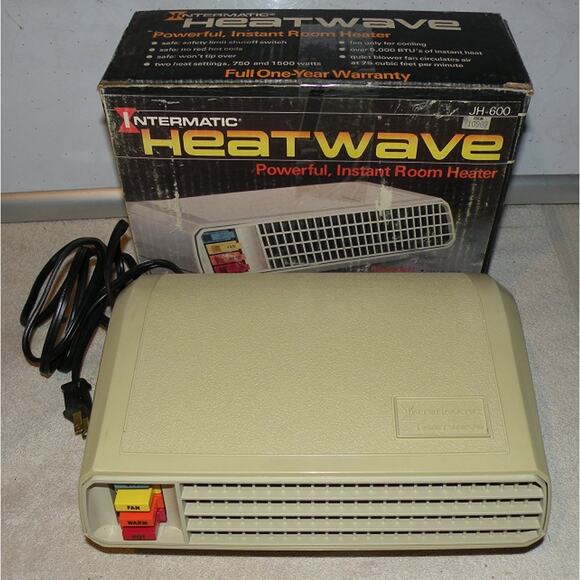 Vintage Retro Intermatic Heatwave Instant Room Heater Model JH-600 5120 BTU USA - Picture 1 of 1